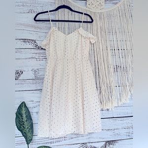 A New Day Cream Dress Gold Stitch Polkadots